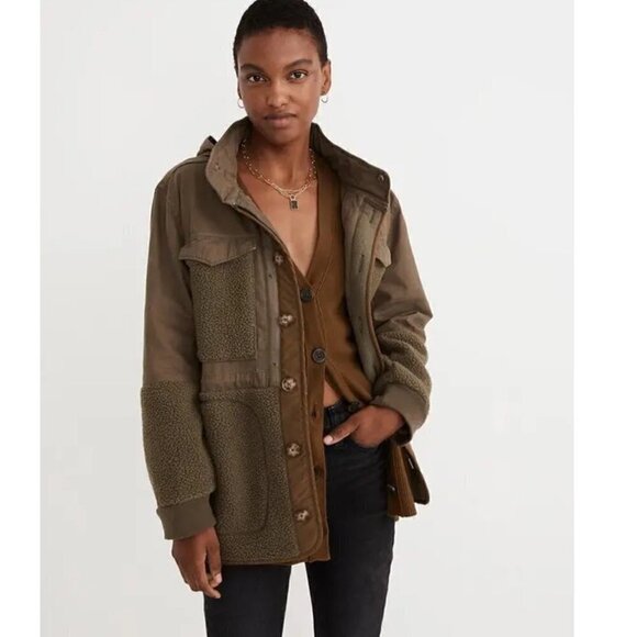 Madewell x Rentrayage NWT Upcycle Field jacket, Olive/tan, Size S - Picture 2 of 15